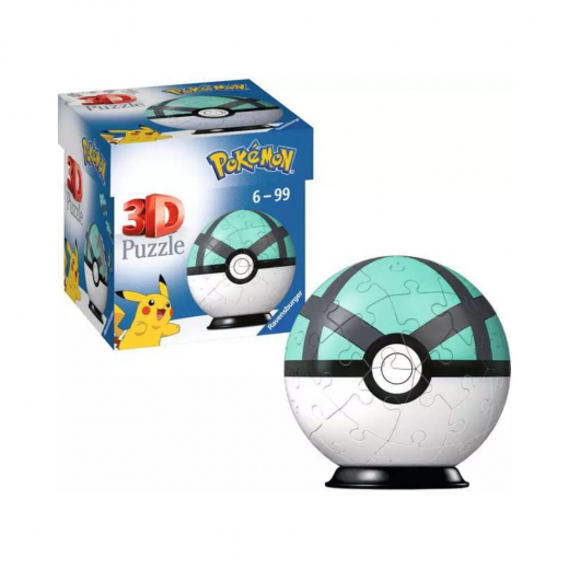 Ravensburger 3D Pokémon Pokeball Mintgrøn 55 Brikker i gruppen PUSLESPIL / 3D puslespil hos Spelexperten (10373528-M)