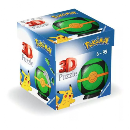 Ravensburger 3D Pokémon Pokeball Grøn 55 Brikker i gruppen PUSLESPIL / 3D puslespil hos Spelexperten (10374022-GSO)