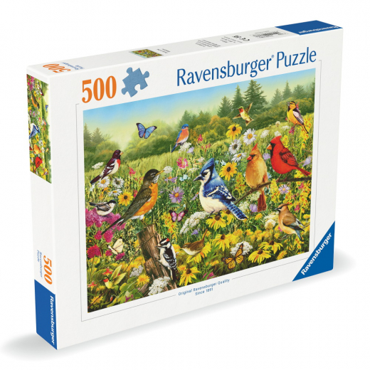 Ravensburger Birds In The Meadow 500 Brikker i gruppen PUSLESPIL / < 750 brikker hos Spelexperten (12000336)