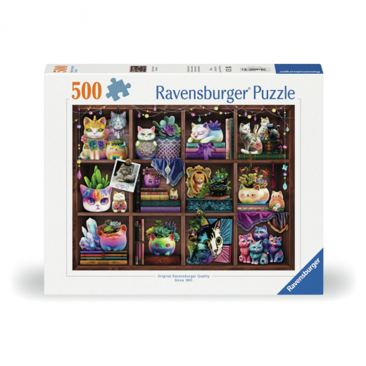 Ravensburger: Cubby Cats and Succulents 500 Brikker i gruppen PUSLESPIL / < 750 brikker hos Spelexperten (12000874)