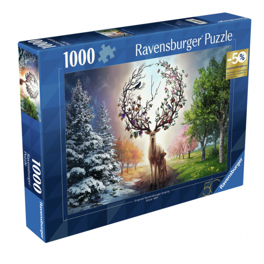 Ravensburger: Deer at Day and Night 1000 Brikker i gruppen PUSLESPIL / 1000 brikker hos Spelexperten (12001088)