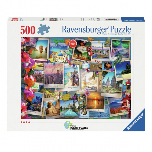 Ravensburger: World Travel Pinboard 500 Brikker i gruppen PUSLESPIL / < 750 brikker hos Spelexperten (12001489)