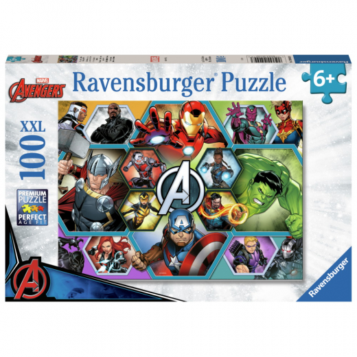 Ravensburger: Marvel Avengers 100 XXL Brikker i gruppen PUSLESPIL / Puslespil til børn hos Spelexperten (12004029)