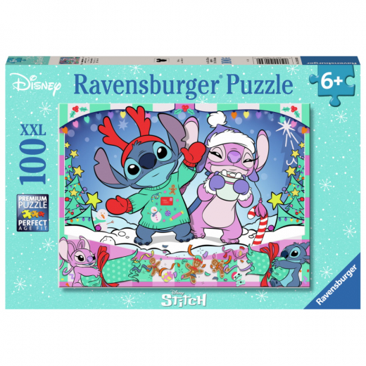 Ravensburger: Disney Stitch Jul 100 XXL Brikker i gruppen PUSLESPIL / Puslespil til børn hos Spelexperten (12004030)