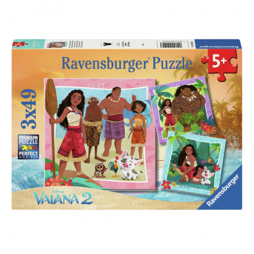 Ravensburger: Disney Vaiana 2 3x49 Brikker i gruppen PUSLESPIL / Puslespil til børn hos Spelexperten (12004102)