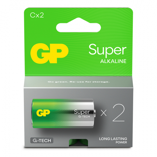 GP Super Alkaline C-battery 14A/LR14, 2-pc i gruppen LEGETØJ / Batterier og opladere hos Spelexperten (151424)