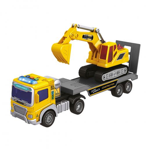 Junior Wheels Friction Trailer & Excavator 1:16 i gruppen LEGETØJ / Legetøjskøretøjer hos Spelexperten (21024011)