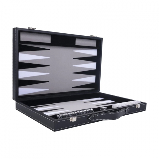 Longfield Backgammon Medium Grey i gruppen SELSKABSSPIL / Backgammon hos Spelexperten (250506)