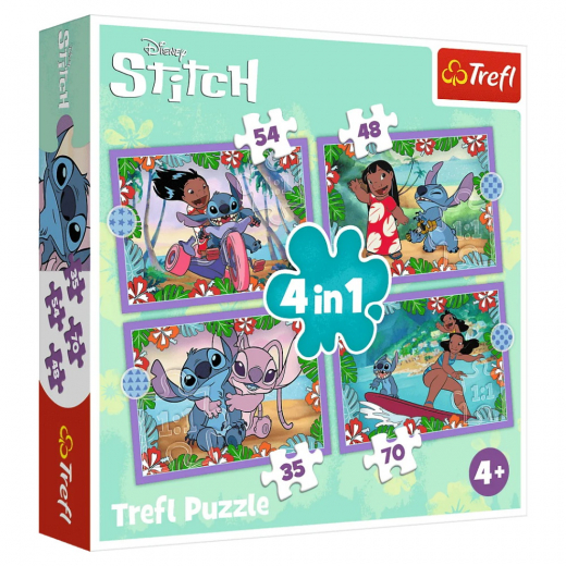 Trefl 4 in 1 Disney Stitch 35, 48, 54, 70 Brikker i gruppen PUSLESPIL / Puslespil til børn hos Spelexperten (34633)