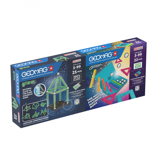 Geomag Glow 25 + Glitter 22 Bundle i gruppen LEGETØJ / Byggeklodser / Geomag hos Spelexperten (51024087)