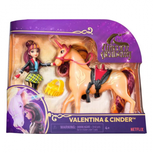 Unicorn Academy Doll & Unicorn- Valentina & Cinder i gruppen LEGETØJ / Figurer og legesæt hos Spelexperten (6066850)