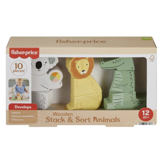 Fisher Price Wood Stack & Sort Animals i gruppen LEGETØJ / Børne- & baby / Børne- og babylegetøj hos Spelexperten (972-2475)