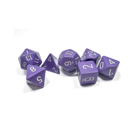 Dice Set 7 Opaque Purple/White i gruppen SELSKABSSPIL / Tilbehør / Terninger & tilbehør hos Spelexperten (CHX25407)