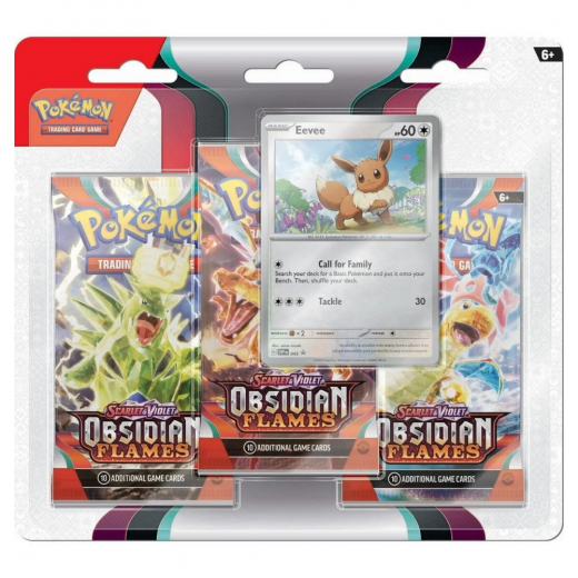 Pokémon TCG: Obsidian Flames Booster 3-Pack Eevee i gruppen SELSKABSSPIL / Pokémon hos Spelexperten (POK85378-EEV)