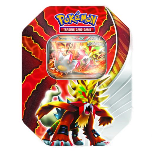 Pokémon TCG: Paradox Destinies Tin - Gouging Fire ex i gruppen SELSKABSSPIL / Pokémon hos Spelexperten (POK85844-GOU)