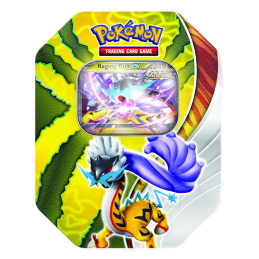 Pokémon TCG: Paradox Destinies Tin - Raging Bolt ex i gruppen SELSKABSSPIL / Pokémon hos Spelexperten (POK85844-RAG)