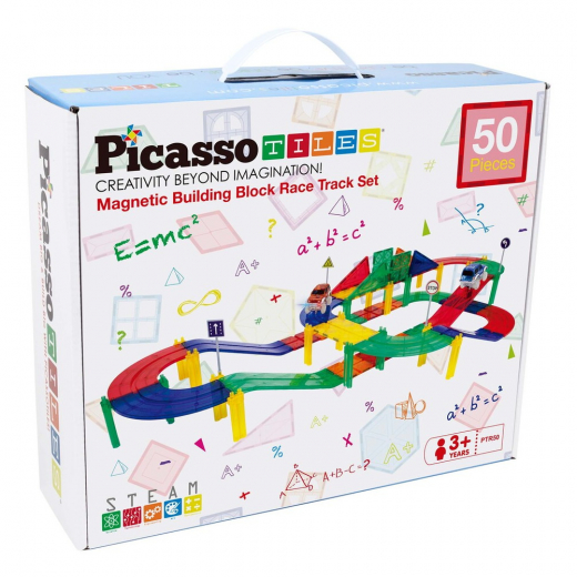 PicassoTiles Magnetic Race Track 50 Brikker i gruppen LEGETØJ / Byggeklodser / PicassoTiles hos Spelexperten (PTR50)