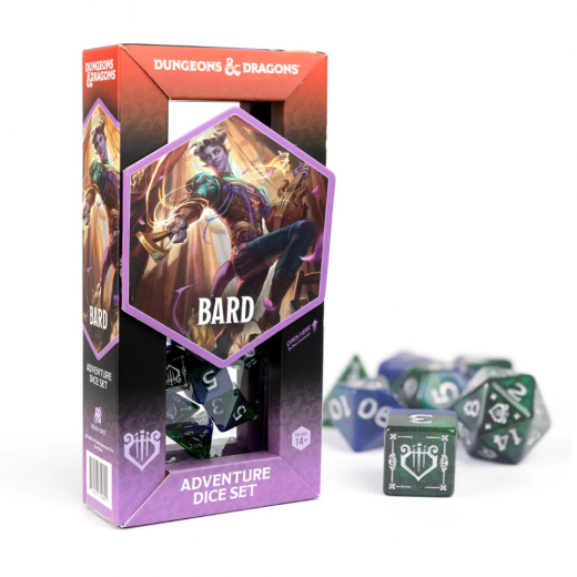 Dungeons & Dragons: Adventure Dice Set - Bard Blue/Green i gruppen SELSKABSSPIL / Tilbehør / Terninger & tilbehør hos Spelexperten (SDZ200209)