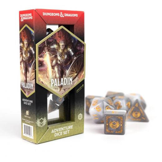 Dungeons & Dragons: Adventure Dice Set - Paladin White/Grey i gruppen SELSKABSSPIL / Tilbehør / Terninger & tilbehør hos Spelexperten (SDZ200214)